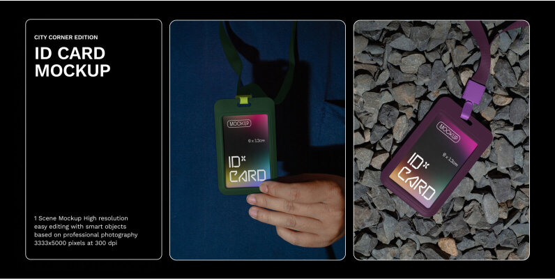 2 Realistic Scene City Corner Edition ID Card Mockup   VOL 1