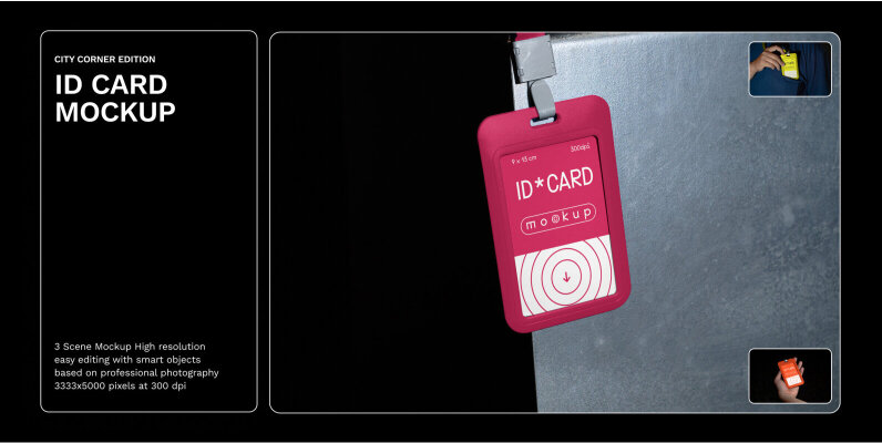 3 Realistic Scene City Corner Edition ID Card Mockup   VOL 2