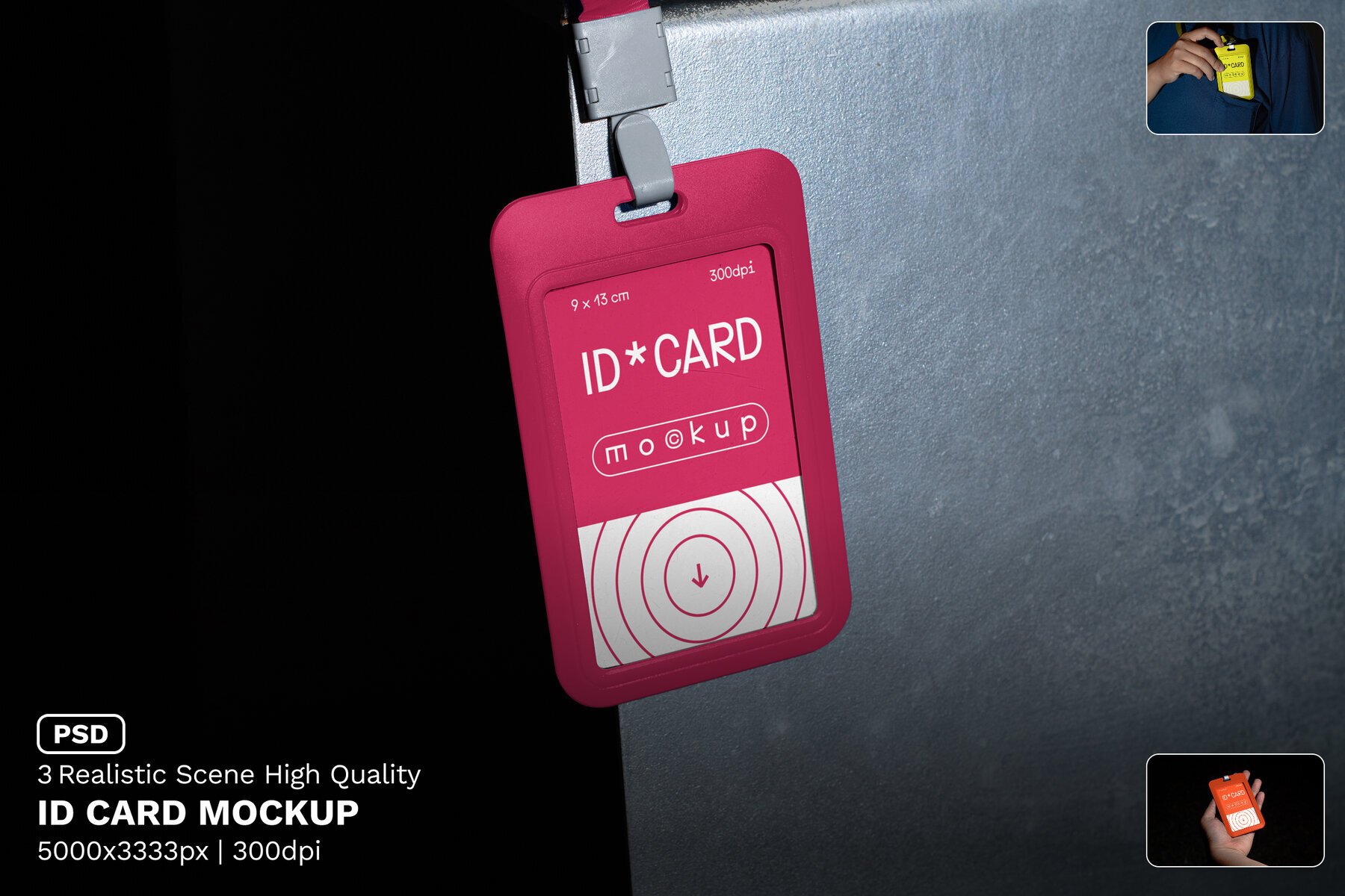 3 Realistic Scene City Corner Edition ID Card Mockup   VOL 2 1