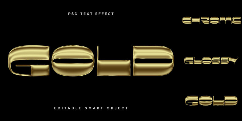 Gold Chrome Text Effect Mockup