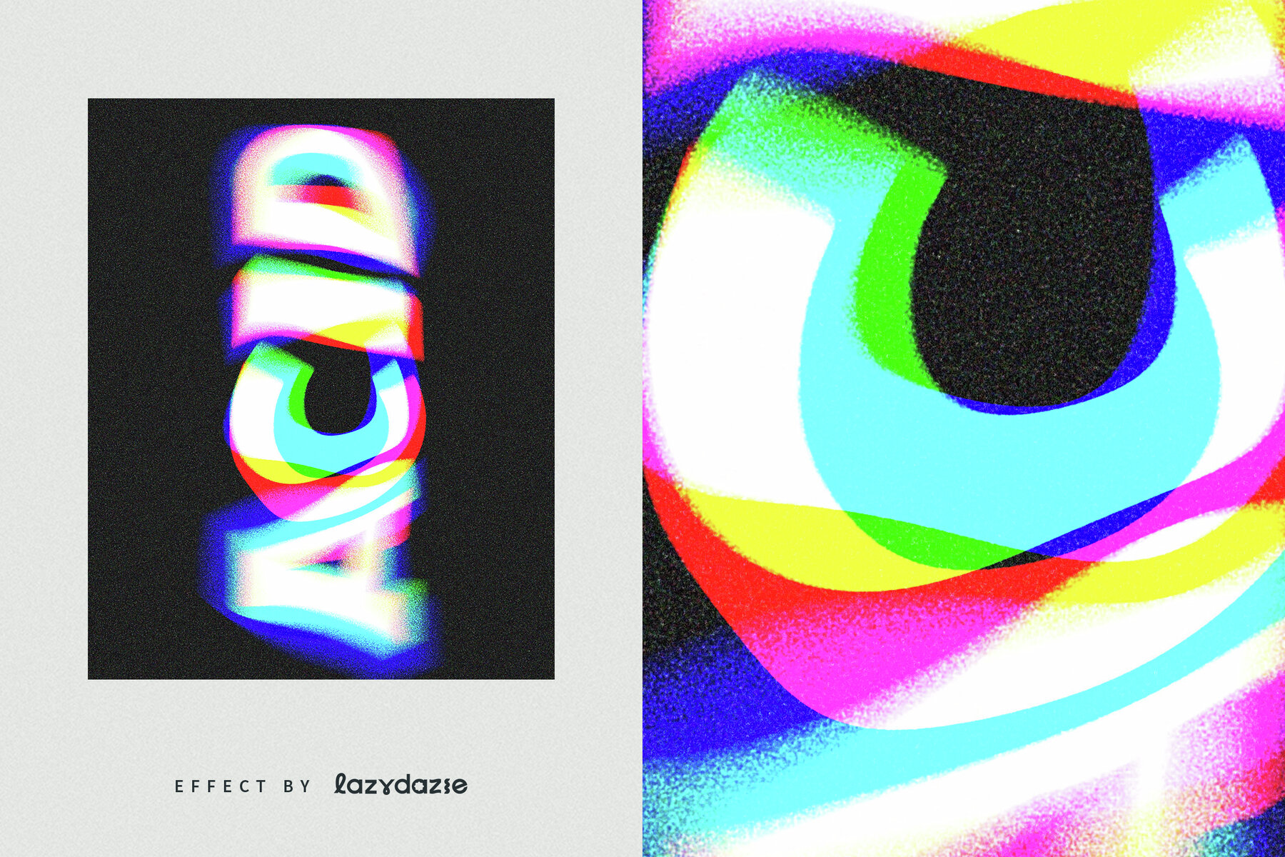 Warped Anaglyph Text Effect Mockup 6