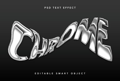 Warped Chrome Text Effect Mockup