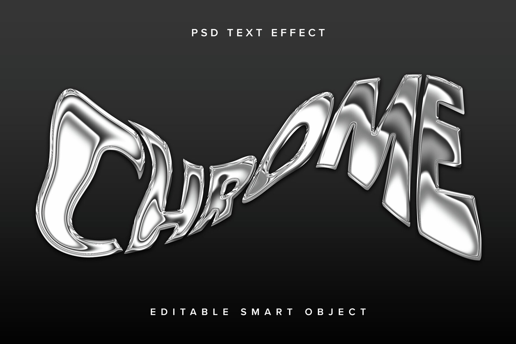 Warped Chrome Text Effect Mockup 1