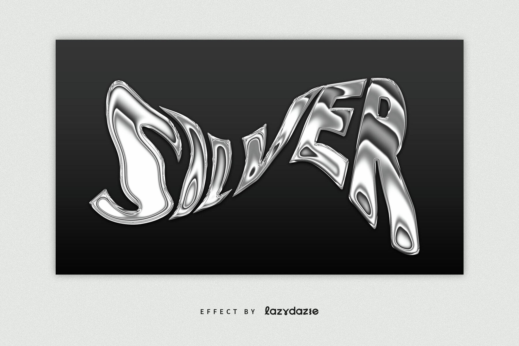 Warped Chrome Text Effect Mockup 3