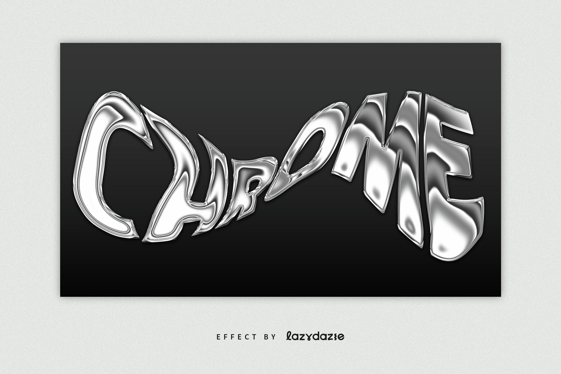 Warped Chrome Text Effect Mockup 5