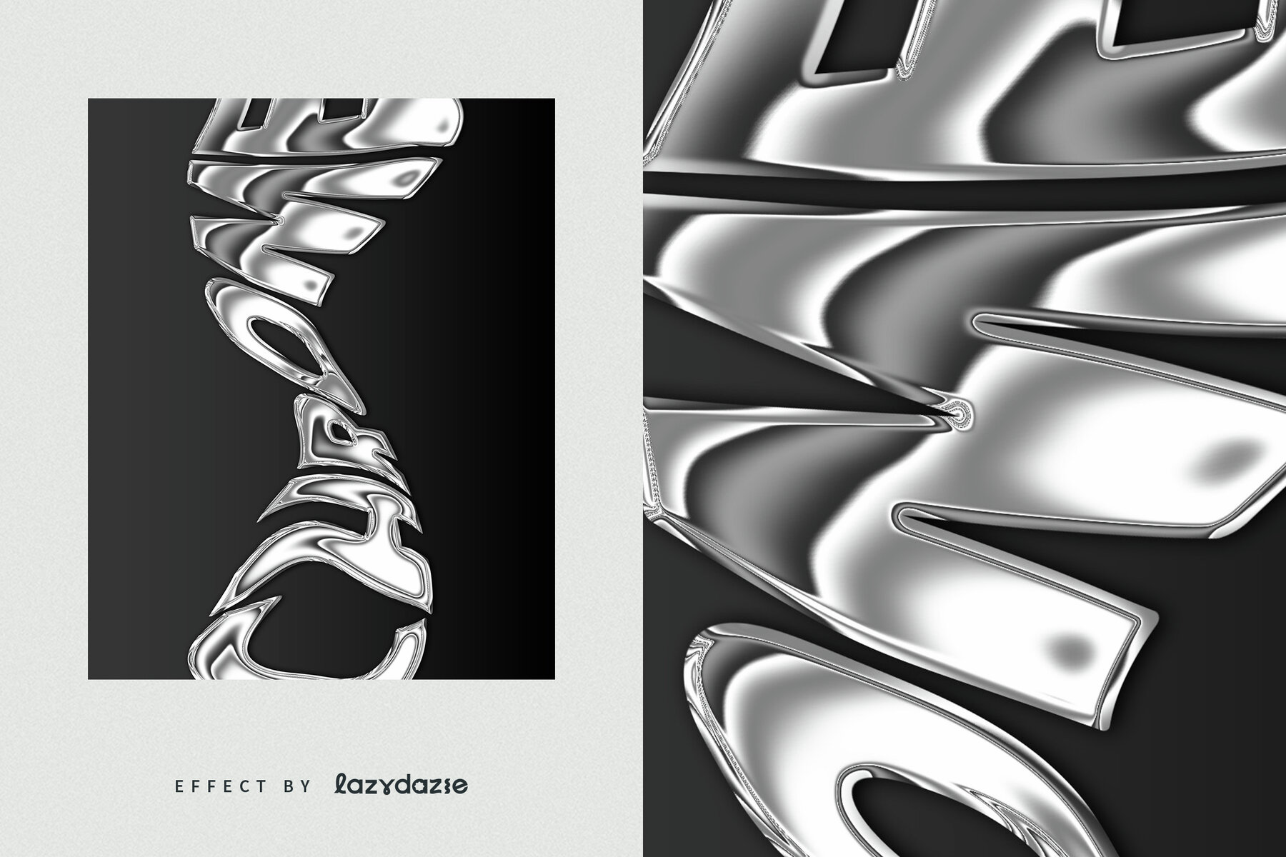 Warped Chrome Text Effect Mockup 6