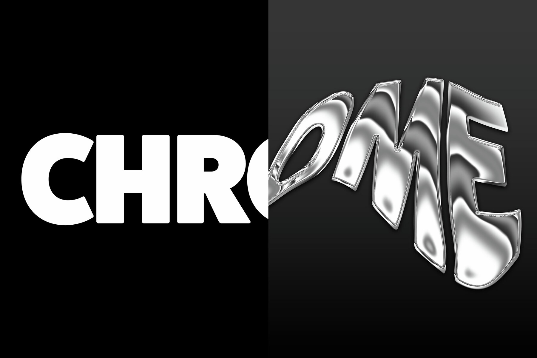 Warped Chrome Text Effect Mockup 7