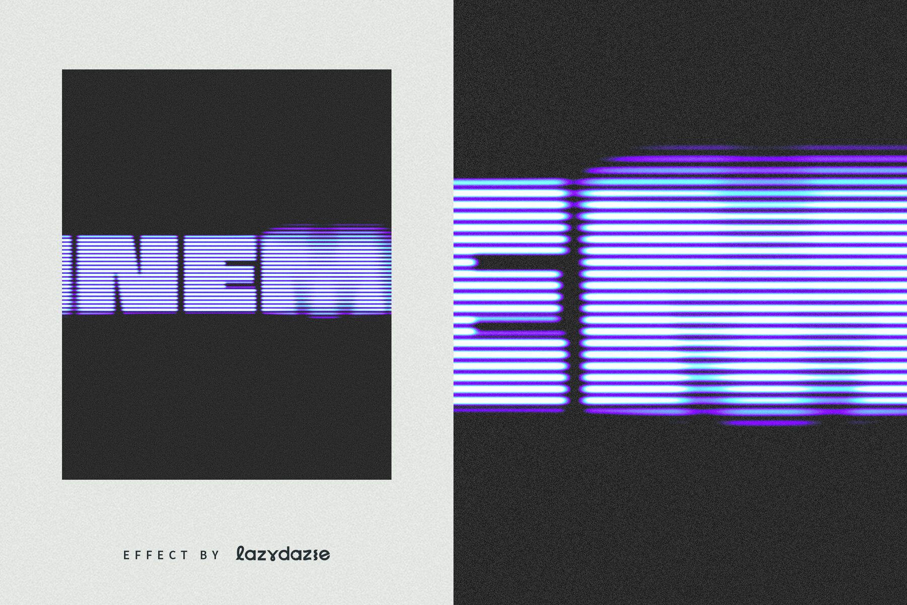 Blurred TV Glitch Text Effect Mockup 6