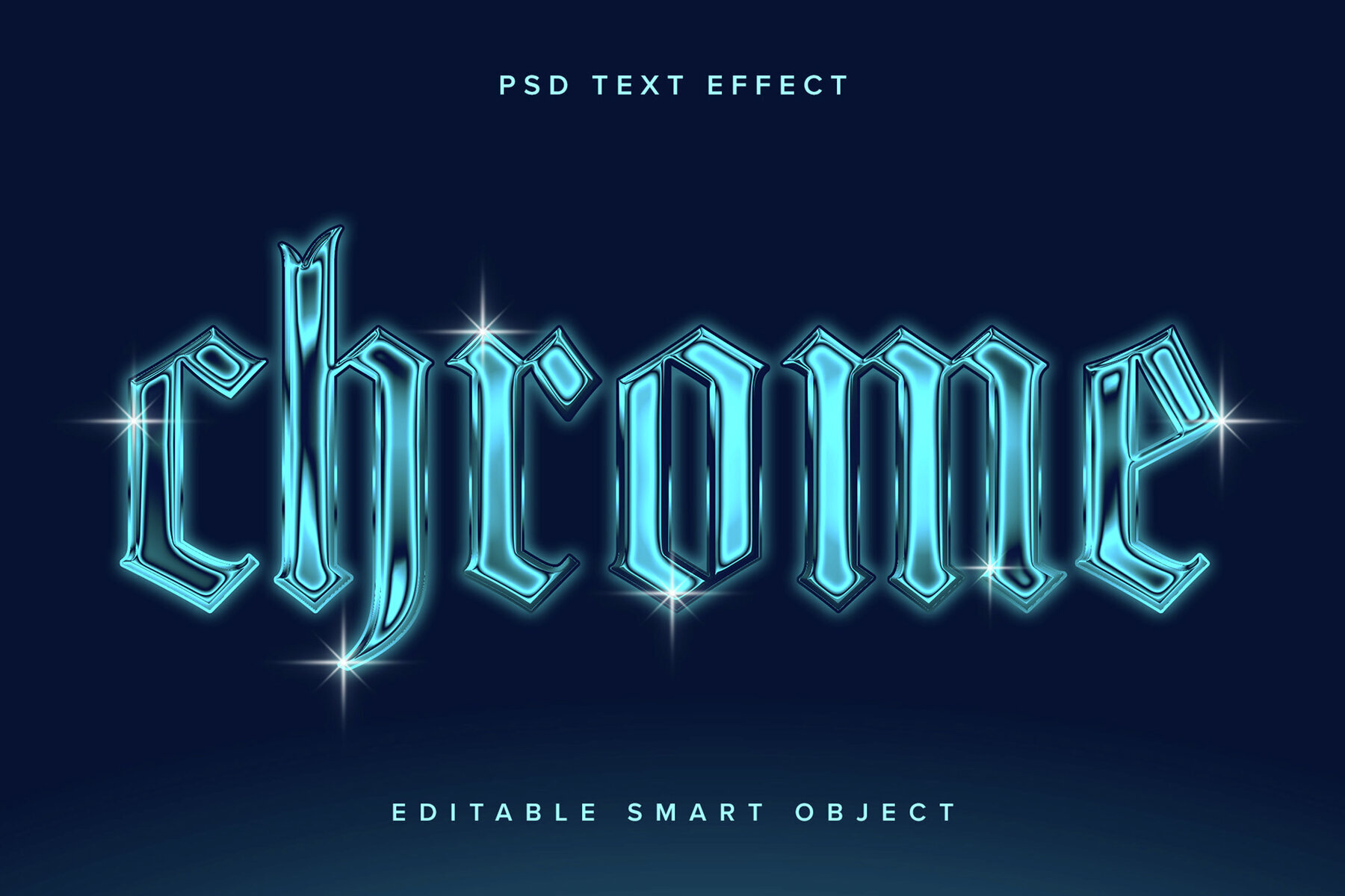 Blue Chrome Text Effect Mockup 1