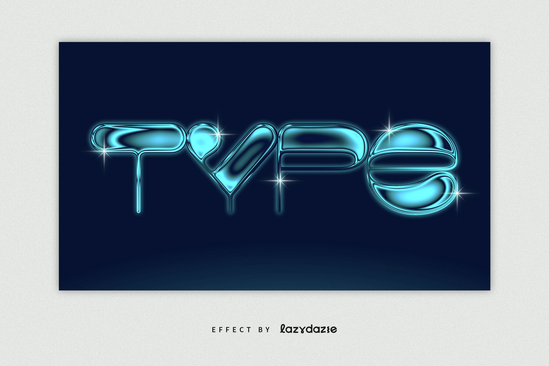 Blue Chrome Text Effect Mockup 5