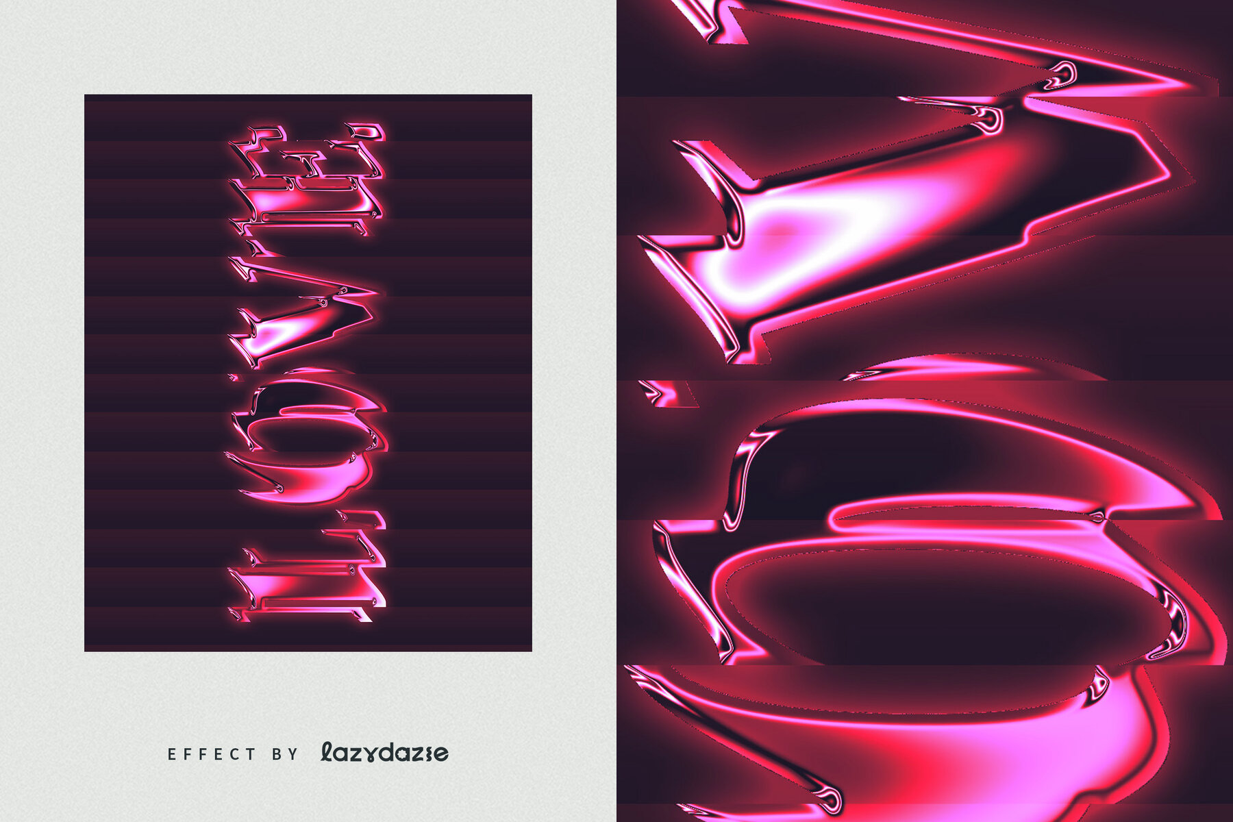 Distorted Pink Chrome Text Effect Mockup 6