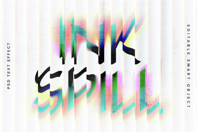 Colourful Distorted Text Effect Mockup