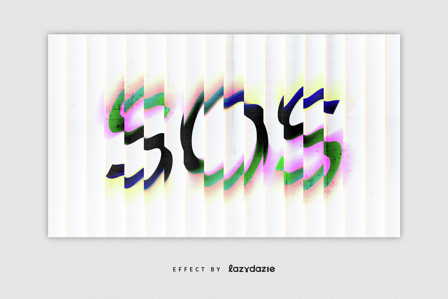 Colourful Distorted Text Effect Mockup 5