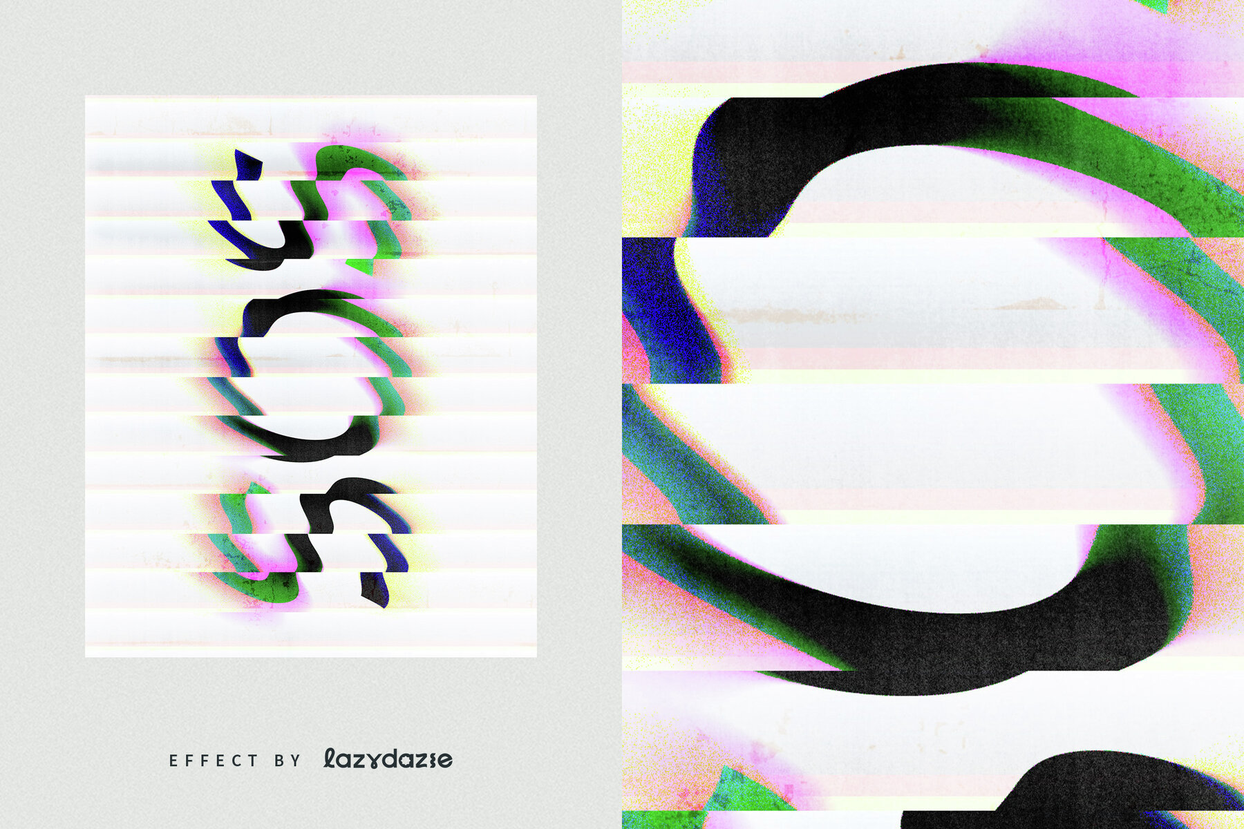 Colourful Distorted Text Effect Mockup 6