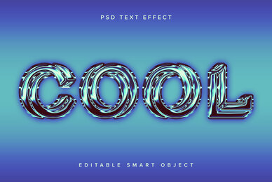 Blue Chrome Text Effect Mockup