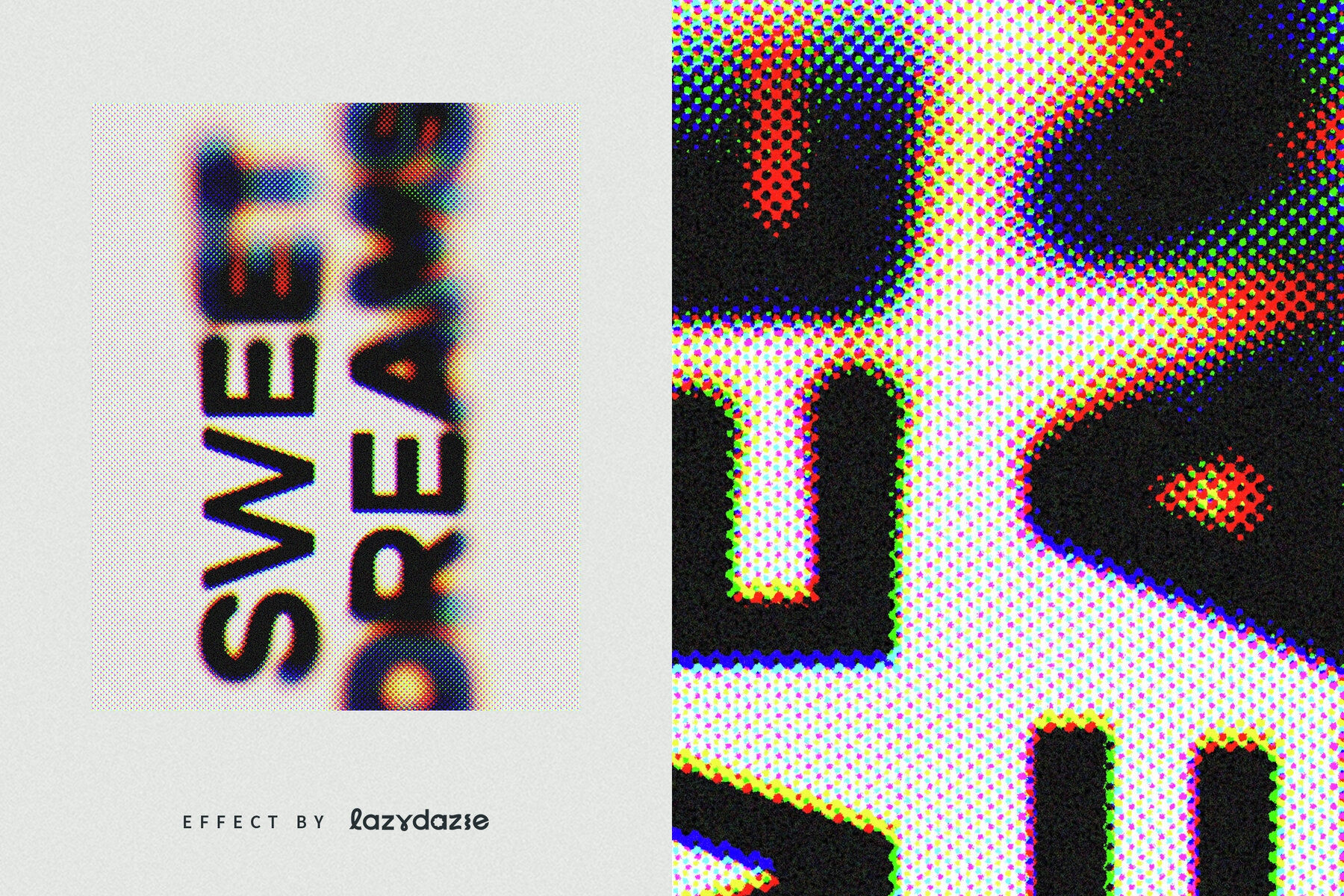 Halftone Ink Bleed Text Effect Mockup 6