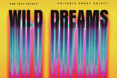 Colourful Melting Text Effect Mockup