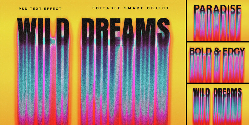 Colourful Melting Text Effect Mockup