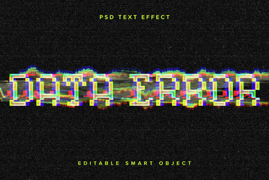 Distorted Glitch Text Effect Mockup