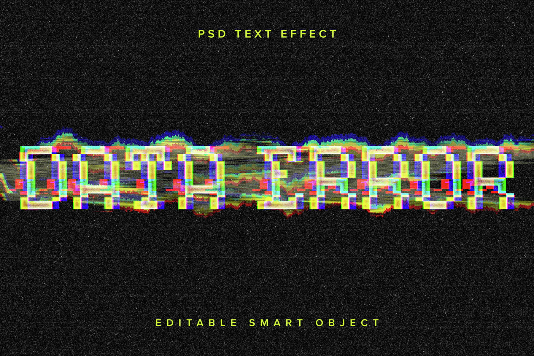 Distorted Glitch Text Effect Mockup 1