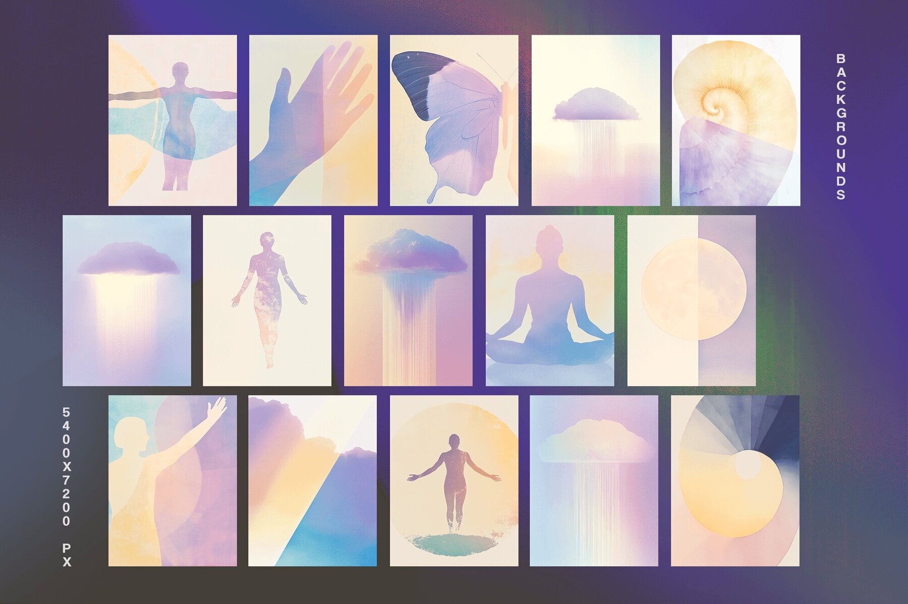 AURA   Celestial Light Language Backgrounds for Spiritual Design 3