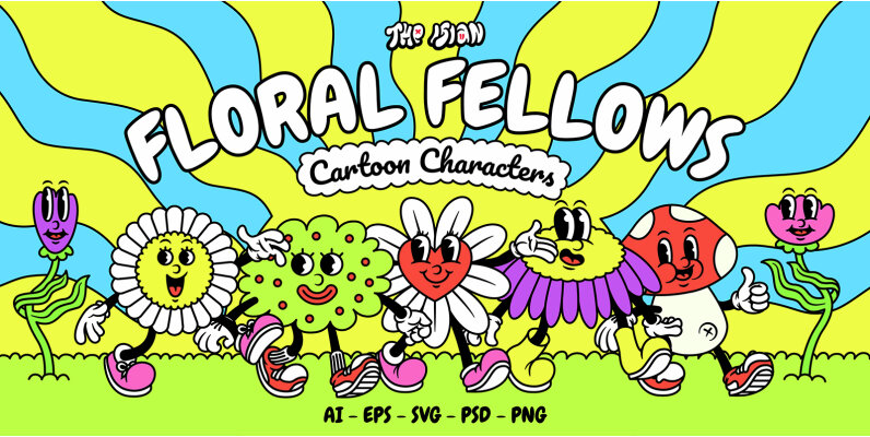 Floral Fellows Cartoon Characters