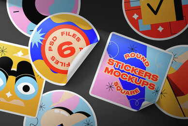 Vinyl Stickers Mockups Pack