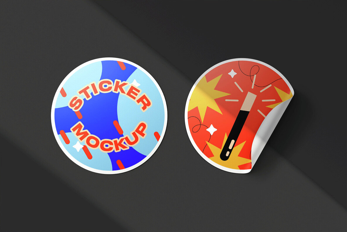 Vinyl Stickers Mockups Pack 2