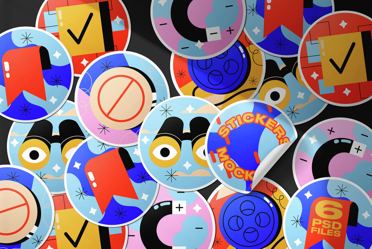 Vinyl Stickers Mockups Pack 3