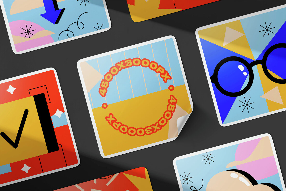 Vinyl Stickers Mockups Pack 4