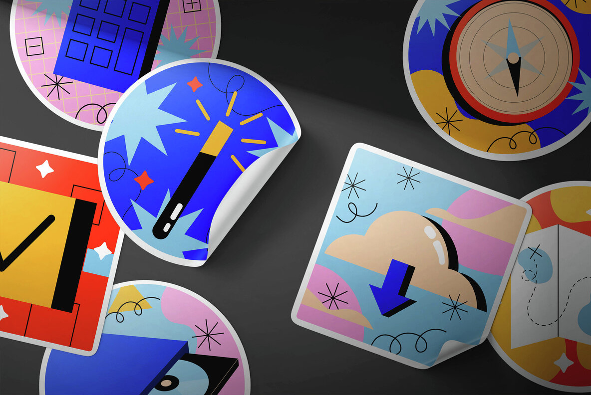 Vinyl Stickers Mockups Pack 5