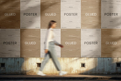 Outdoor Glued Posters Mockup with Shadow Overlay