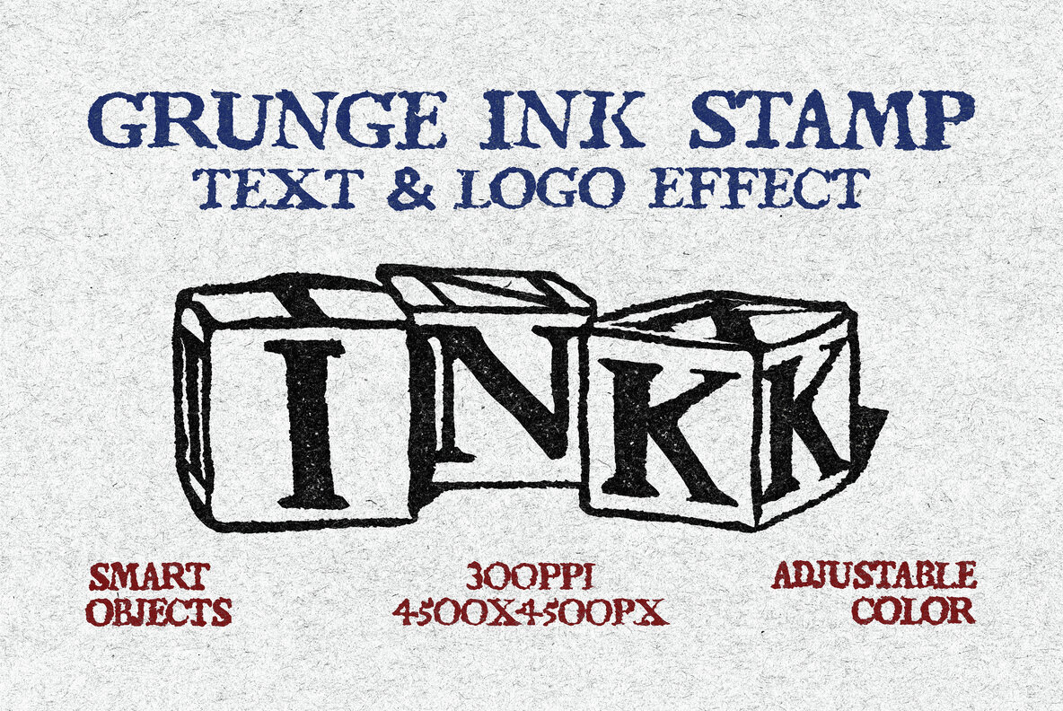 Grunge Ink Stamp Text and Logo Effect 1