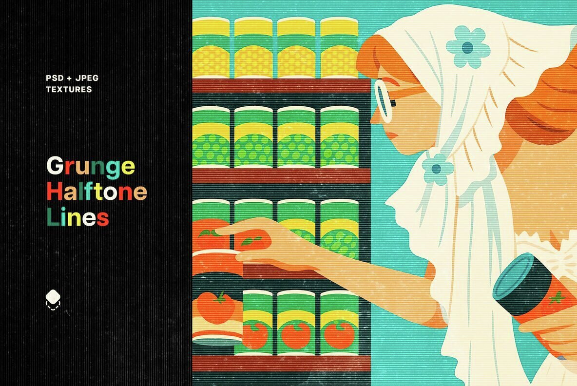 Grunge Halftone Lines Textures 1