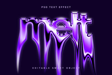 Melting Chrome Text Effect Mockup