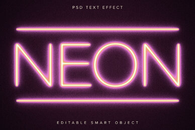Glowing Neon Text Effect Mockup