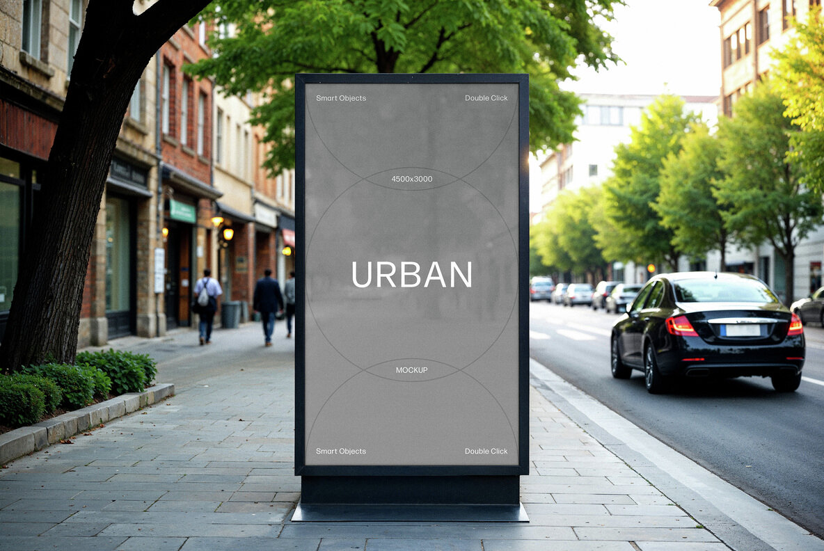 Vertical Outdoor Billboard Mockup 4