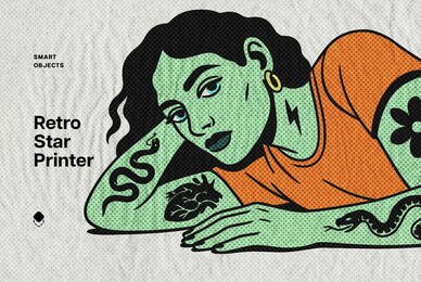 Retro Star Printer Design Effect