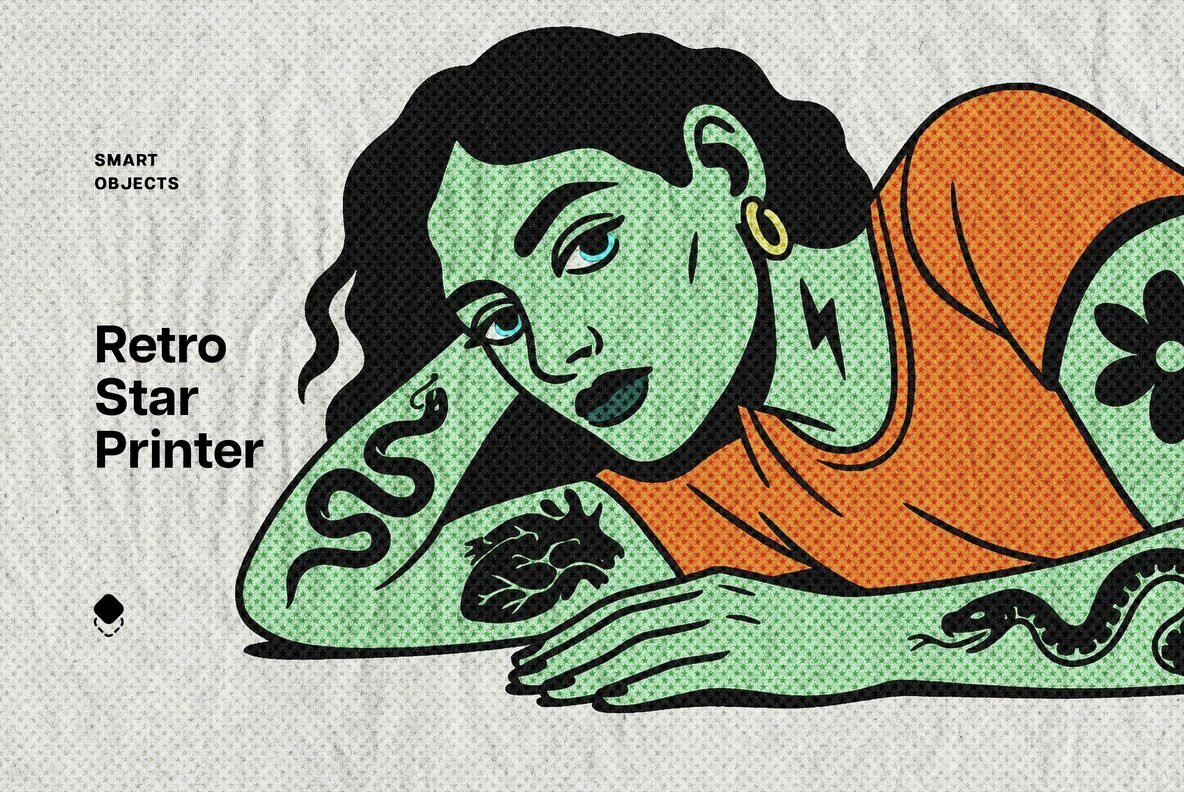 Retro Star Printer Design Effect 1