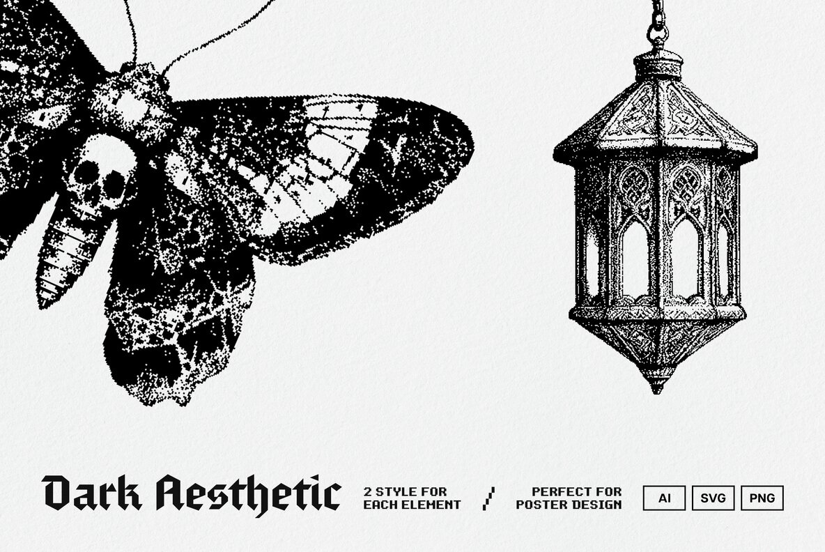 Dark Aesthetic Dithering Graphic Pack Vol 5 6