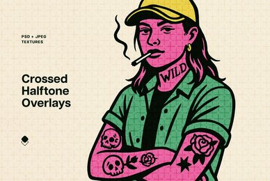 Crossed Halftone Overlay Textures