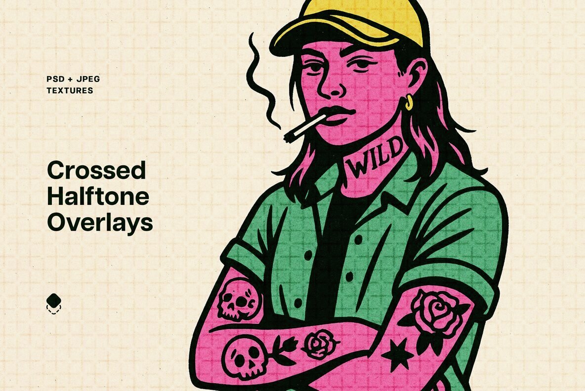 Crossed Halftone Overlay Textures 1