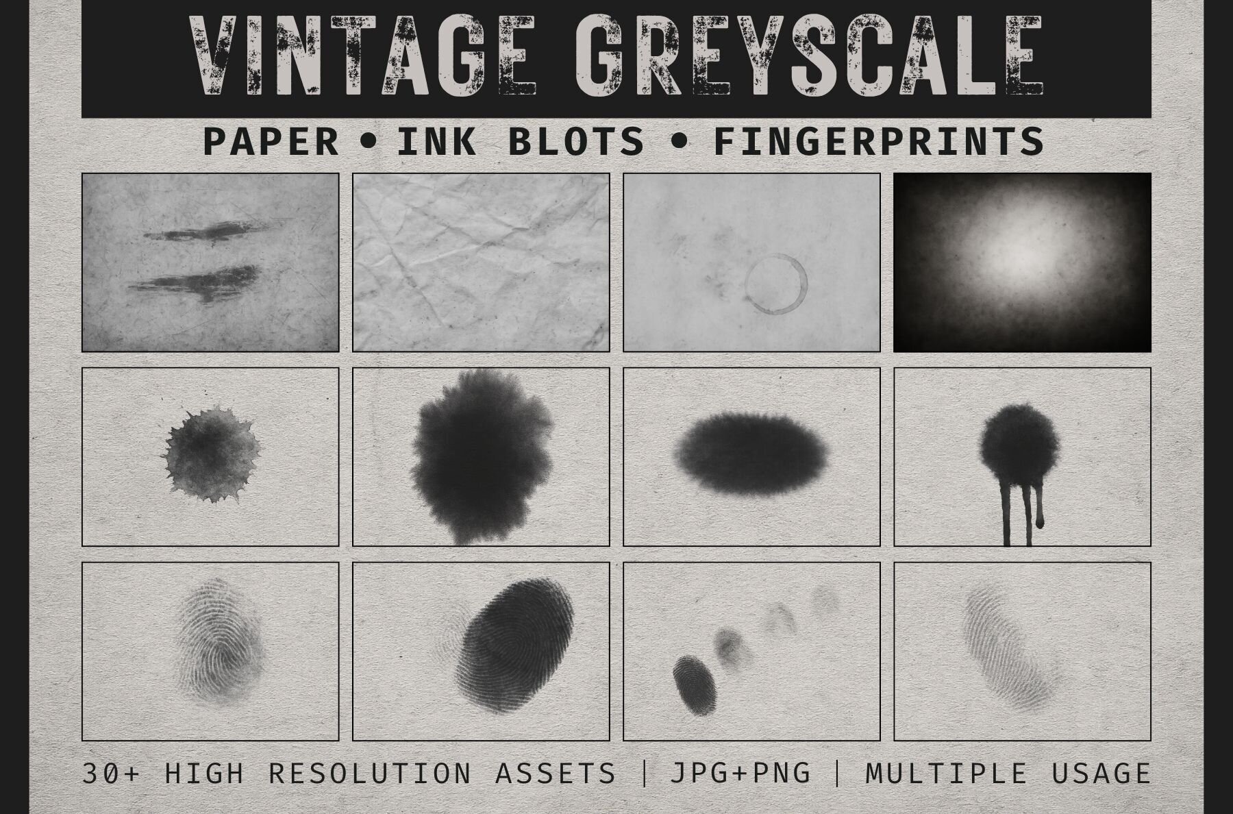 Vintage Paper Greyscale Textures 1