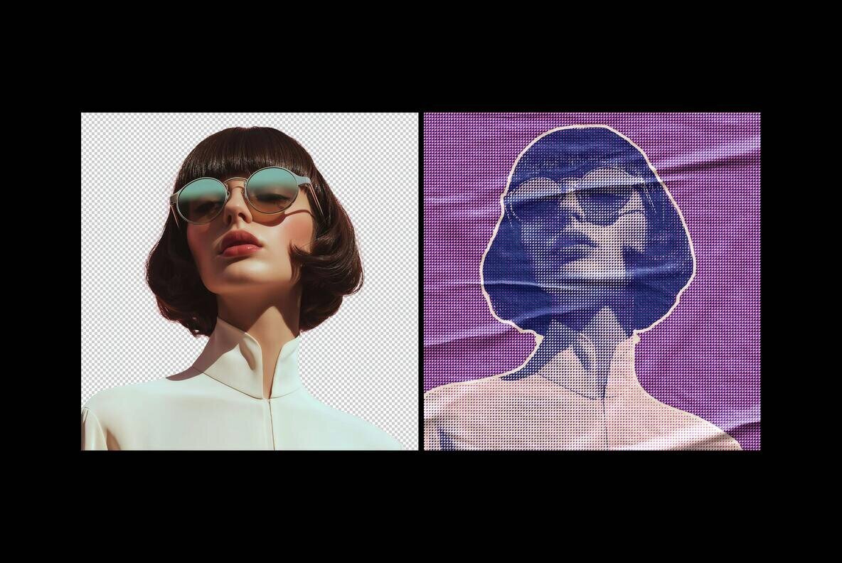 Halftone Texture Glued Paper Effect 2