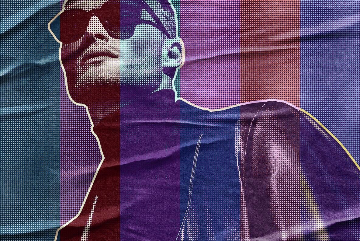 Halftone Texture Glued Paper Effect 3