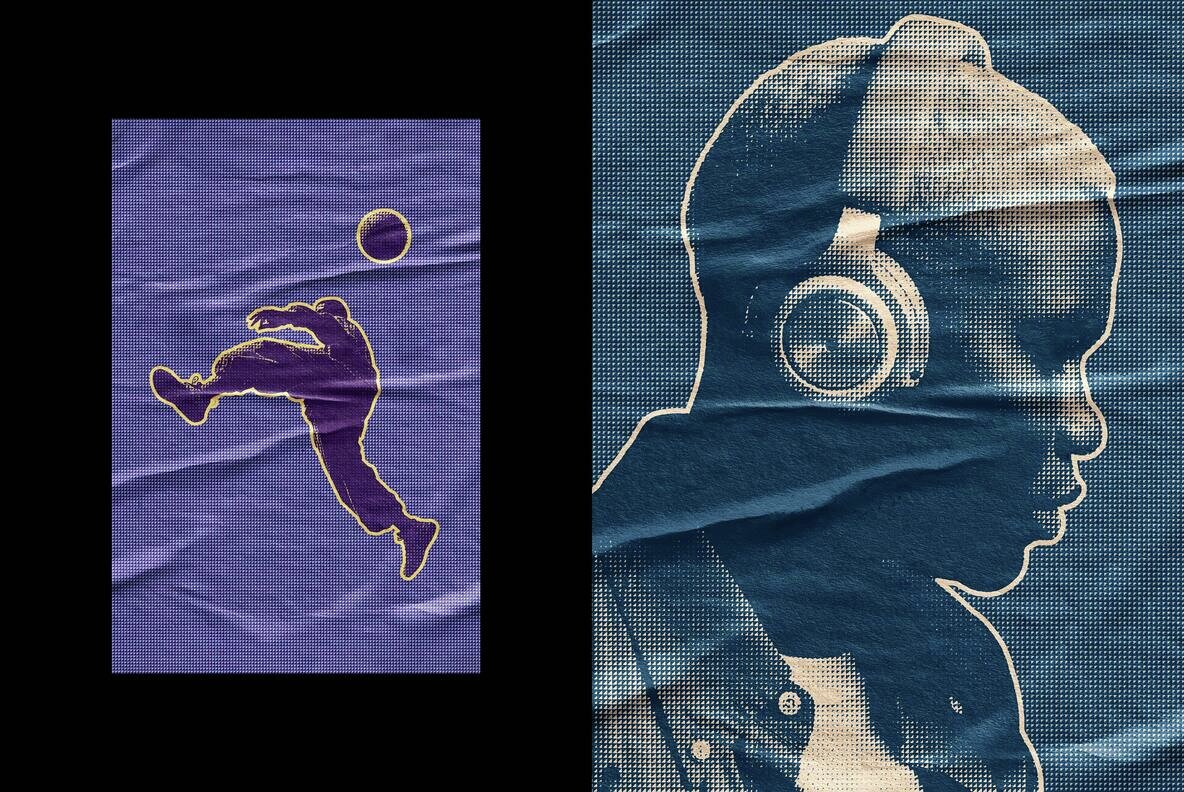 Halftone Texture Glued Paper Effect 5