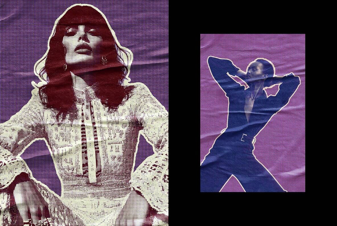 Halftone Texture Glued Paper Effect 6