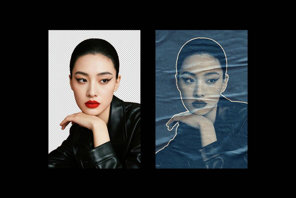 Halftone Texture Glued Paper Effect 7