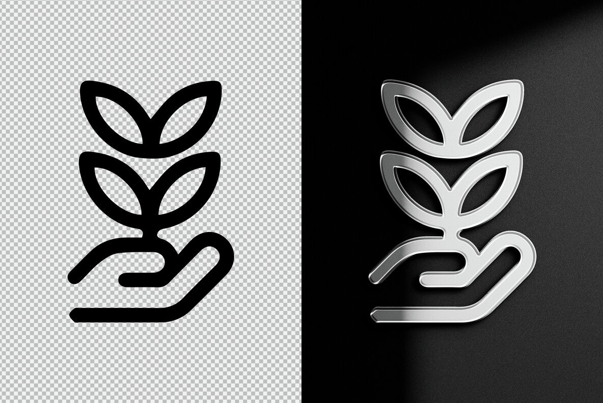 Glossy Chrome Logo Mockup 3