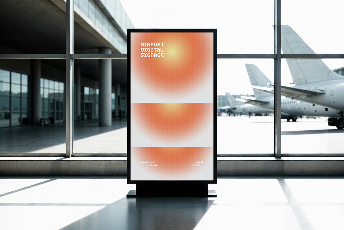 Airport Digital Signage Screen Mockup 3